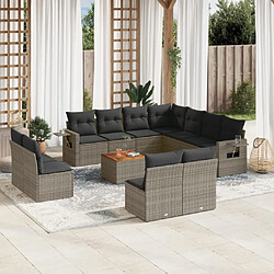 Maison Chic Salon de jardin avec coussins 12 pcs | Ensemble de Table et chaises | Mobilier d'Extérieur gris résine tressée -GKD20216