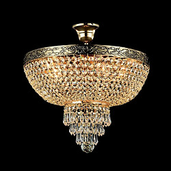 MAYTONI Plafonnier semi-encastré doré antique et cristal, 5 lumières, E27