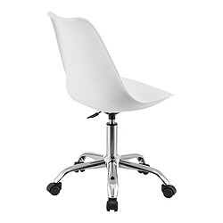 Chaise de Bureau Design Siège Rembourré à 5 Roulettes Fauteuil Rotatif à 360° et Réglable en Hauteur Polypropylène Similcuir Métal Blanc [en.casa] pas cher