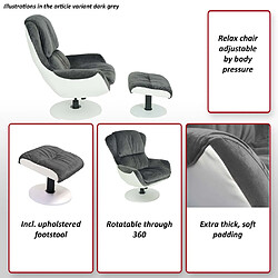 Mendler Fauteuil relax HWC-E52, fauteuil de télévision, siège rotatif, tabouret, velours/similicuir ~ gris foncé