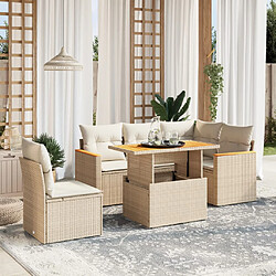 vidaXL Salon de jardin avec coussins 6 pcs beige résine tressée