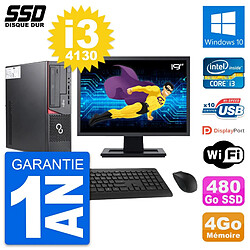 PC Fujitsu E720 E85+ DT Ecran 19" Core i3-4130 RAM 4Go SSD 480Go Windows 10 Wifi · Occasion 