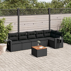 vidaXL Salon de jardin 7 pcs avec coussins noir résine tressée 