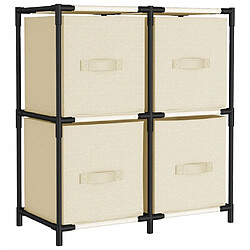 vidaXL Armoire de rangement 4 paniers en tissu Crème 63x30x71 cm Acier