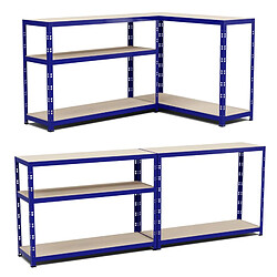 Eurospen Etagère de rangement modulable et polyvalente pour atelier, garage, cave... Charge Lourde max 875kg -180x120x40cm - Bleu pas cher