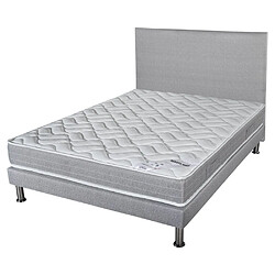 Ebac Matelas + Sommier + Tete Gris clair 160x200 Maryland - Hauteur 20 cm - Soutien ferme