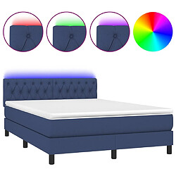 vidaXL Sommier à lattes de lit avec matelas LED Bleu 140x190 cm Tissu