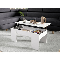 Usinestreet Table basse GOTHAM avec plateau relevable et rangement - Couleur - Blanc