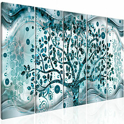 Paris Prix Tableau Imprimé 5 Panneaux Tree & Waves Blue 80 x 200 cm