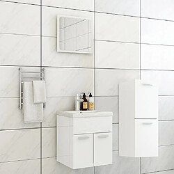 vidaXL Ensemble de meubles de salle de bain Blanc brillant Aggloméré