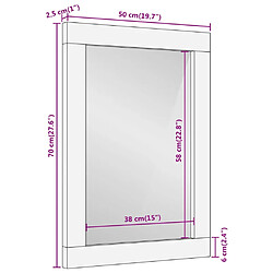 vidaXL Miroir de bain 50x70x2,5 cm bois de manguier massif et verre pas cher