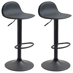 Decoshop26 Lot de 2 tabourets de bar avec repose-pieds en PVC noir pied trompète en métal noir 10_0004261 