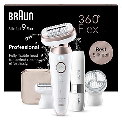 Braun Épilateur Silk-épil 9 Flex - Avec Tête De Rasoir Pour Femmes, Sabot Tondeuse, Brosse Exfoliante et Mini-Rasoir Visage - Bl 