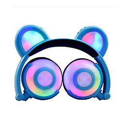 Universal Plier réglable style dessin animé fantaisie forme ours stéréo brillance musique basse recharge casque casque bleu 