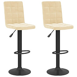 vidaXL Tabourets de bar lot de 2 crème velours