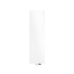 ECD Germany Sèche-Serviettes Stella Non Électrique - 480 x 1600 mm - Blanc - Connexion Central - avec Kit de Raccordement au Sol et Thermostat - Design Panneau Plat - Radiateur Salle de Bain