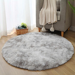 LUUCOZK Tapis à poils longs doux et moelleux pour chambre à coucher et salon - Gris clair-2 mètres x2 mètres ronds