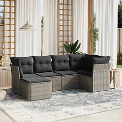 Maison Chic Ensemble Tables et chaises d'extérieur 6pcs avec coussins,Salon de jardin gris résine tressée -GKD698111