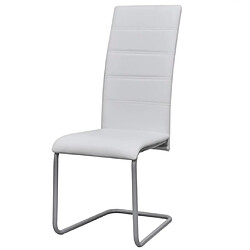 Maison Chic Lot de 4 Chaises à manger cantilever,Chaises de cuisine style scandinave - blanc similicuir -MN70489