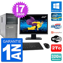 PC Tour Dell 990 Ecran 22" Intel i7-2600 RAM 32Go Disque Dur 2To Windows 10 Wifi · Occasion 