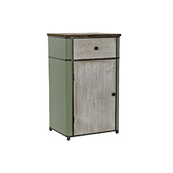 Commode en métal vert avec 1 tiroir 1 porte et 1 étagère - Largeur 48,5 x Hauteur 82,5 x Profondeur 42cm -PEGANE-