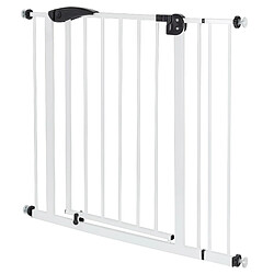 ECD Germany Barrière de Sécurité pour Enfants, Chiens, Largeur 85-95 cm, sans Perçage, Blanc, Pivotant des Deux Côtés, Fermeture Automatique, Garde-Porte Métallique Extra-Sécurisé pour Escalier, Porte