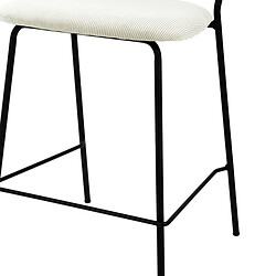 Moloo CLARA-Tabouret de bar en tissu cotelé Ecru et métal noir mat (x2) pas cher