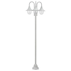 vidaXL Lampadaire de jardin E27 220 cm Aluminium 3 lanternes Blanc