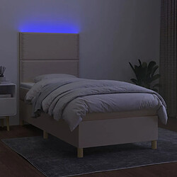 Acheter Sommier à lattes,Cadre à lattes de lit et matelas et LED pour Adulte Crème 90x190 cm Tissu -MN60685