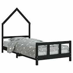 Maison Chic Lit simple Cadre de lit pour enfants,Lit d'Enfant Moderne noir 90x190 cm bois de pin massif -MN46129