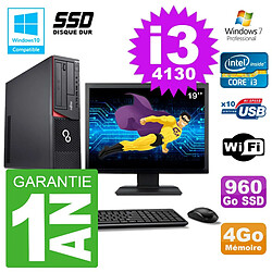 PC Fujitsu Esprimo E720 E85+ DT Ecran 19'' i3-4130 RAM 4Go 960 Go SSD Wifi W7 · Occasion 