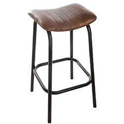 Pegane Tabouret de bar en cuir coloris marron - Dim : L.42 x l.40 x H.75 cm