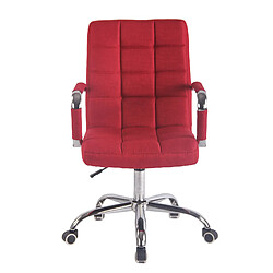 Decoshop26 Fauteuil de bureau sur roulettes hauteur réglable pivotant accoudoirs en tissu rouge 10_0002475