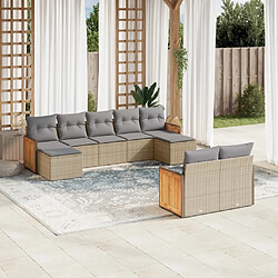 Maison Chic Salon de jardin avec coussins 9 pcs | Ensemble de Table et chaises | Mobilier d'Extérieur beige résine tressée -GKD50235