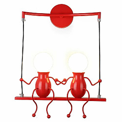 Stoex Rouge Moderne Lampe Murale Double E27 Douille Applique Créatif Simplicité Design Petite Personne Créatif E27 Luminaire pour Chambre d'enfant Couloir Décoratives Eclairage Cuisine Loft Bar