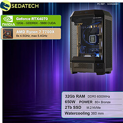 Sedatech PC Gamer Pro V360 • AMD Ryzen 7 7700X • RTX4070 • 32Go DDR5 • 2To SSD M.2 • sans OS