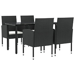 vidaXL Ensemble à manger de jardin 5 pcs noir résine tressée et acier