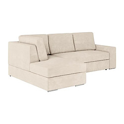 Loungitude Canapé d'angle gauche convertible ARTEMIS 4 places - Velours côtelé beige - L246 x P174 x H96 cm pas cher