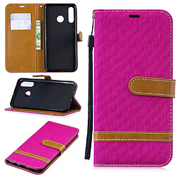 Etui en PU tissu jeans de couleur assortie rose pour votre Huawei P30 Lite 