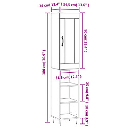 vidaXL Buffet haut Blanc 34,5x34x180 cm Bois d'ingénierie pas cher