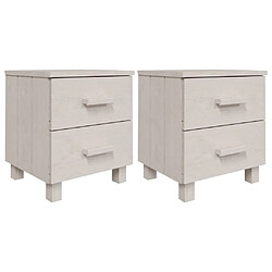 Maison Chic Lot de 2 Tables de chevet,Table de nuit,Table d'appoint pour salon HAMAR - Blanc 40x35x44,5 cm Bois massif -MN64582