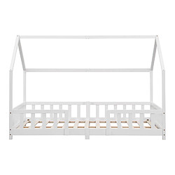 Acheter Lit d'enfant Forme Maison Sisimiut avec Matelas à Mousse à Froid 200 x 140 cm Blanc [en.casa]