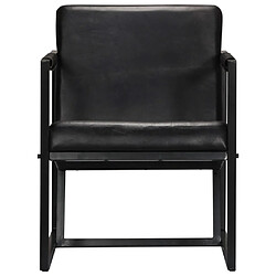 Acheter Helloshop26 Fauteuil chaise siège lounge design club sofa salon noir cuir véritable 1102185/3