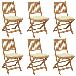 vidaXL Chaises pliables de jardin lot de 6 avec coussins Bois d'acacia