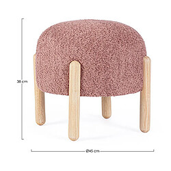 Avis Mes Tabouret rond 45x45x38 cm en tissu bouclette rose - STERCK