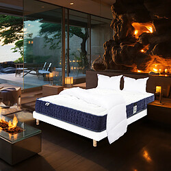 LUXURY LITERIE Ensemble matelas Nuage 140x190 cm + sommier blanc ep 13cm + 2 oreillers + couette