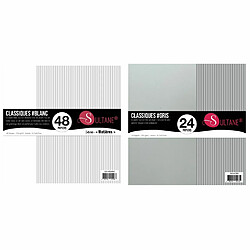 Sultane A 72 papiers Scrapbooking Blanc + Gris - 300g/ m²