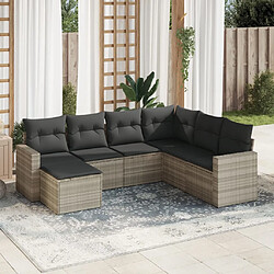 vidaXL Salon de jardin avec coussins 7 pcs gris clair résine tressée 