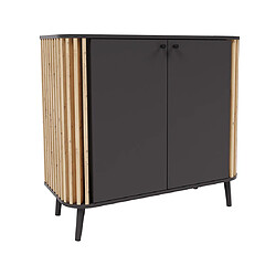 Bestmobilier Camberwell - buffet bas - 2 portes - gris et bois - 92 cm