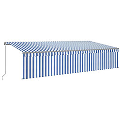 Maison Chic Auvent manuel rétractable avec store | store extérieurs de porte | Marquise Brise-soleil 6x3 m Bleu et blanc -GKD55952